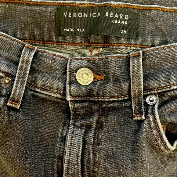 Veronica Beard Joey Straight Leg High Rise Raw Hem Ankle Black Denim Jean Sz 29 - Picture 6 of 8